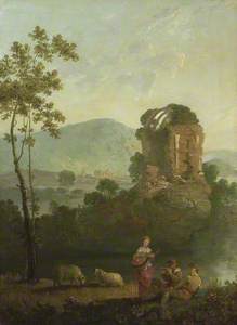 Pastoral Scene with Musicians by a classical Ruin