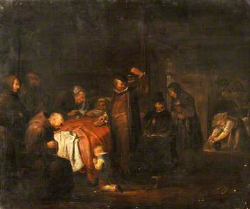 A Deathbed Scene with a Physician Examining a Urine Flask