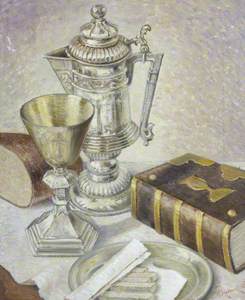 Still Life of Silverware and a Book*