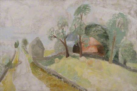 Road along the Roman Wall (Landscape with Two Houses)