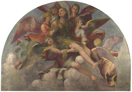 Saint Mary Magdalene borne by Angels