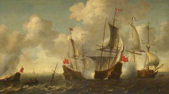 Anglo-Dutch Action: The 'Eendracht' Engaged with Two English Ships