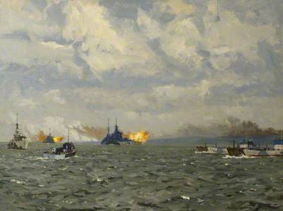 HMS 'Rodney' and 'Warspite' Firing on Shore Targets, 6 June 1944