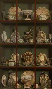 A Trompe l'oeil of China and Glass in a Cabinet