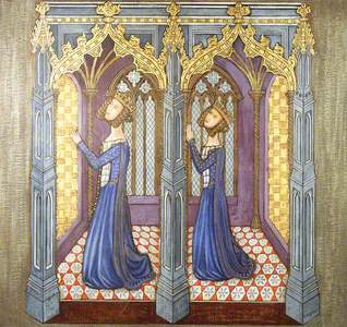 Reconstruction of Medieval Mural Painting, Queen Philippa's Daughters Kneeling in Prayer
