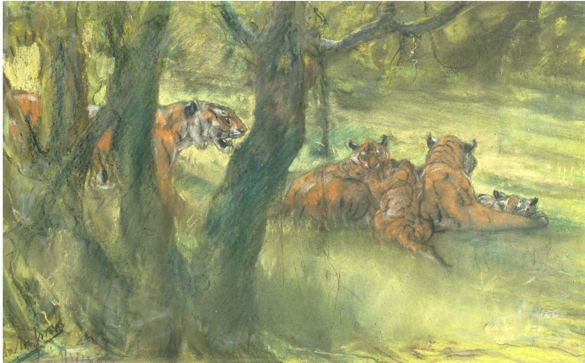 Landscape with Tiger and Cubs