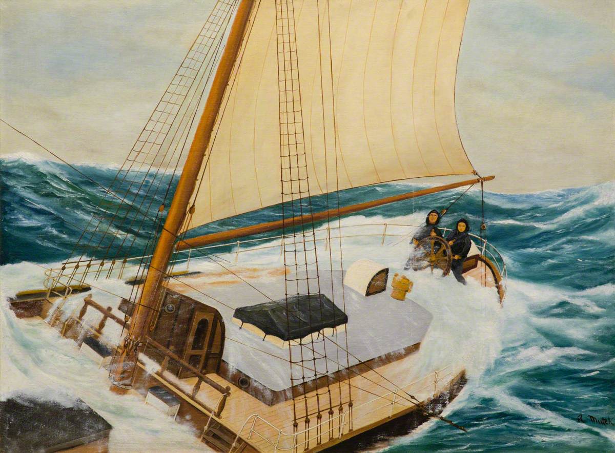 Ship in a Storm (Two Men Steering)