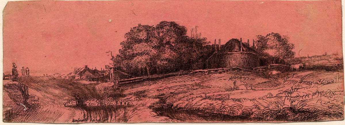 Landscape with a Haybarn and Flock of Sheep