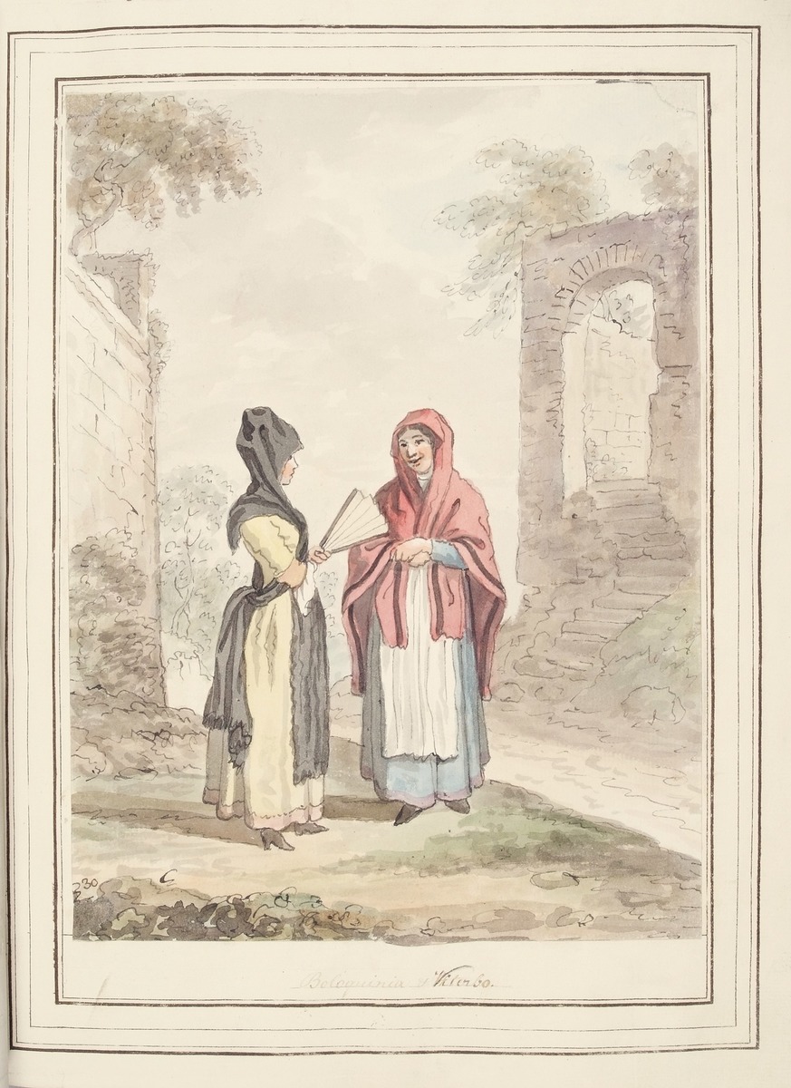 Bologna and Viterbo, leaf from 'A Collection of Dresses by David Allan Mostly from Nature'