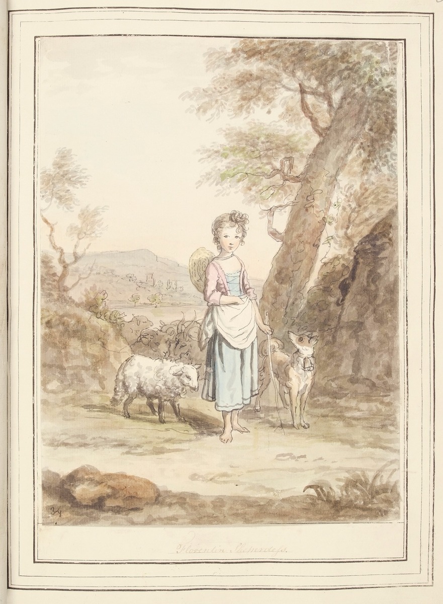 Florentine Shepherdess, leaf from 'A Collection of Dresses by David Allan Mostly from Nature'