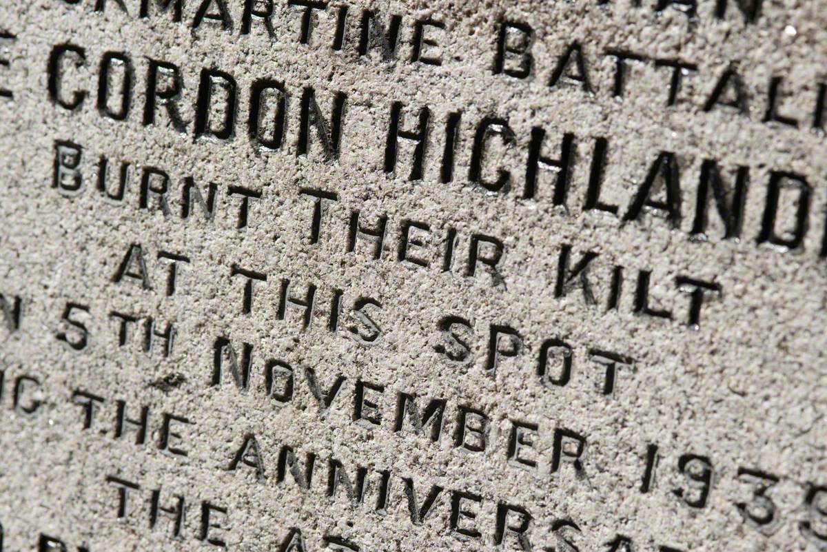 Memorial to Gordon Highlanders Who Burned Their Kilts