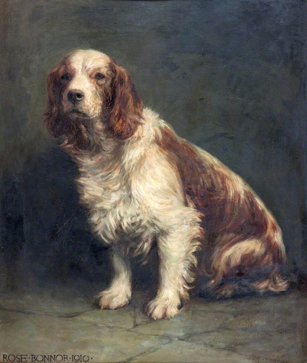 Dog sitting store painting