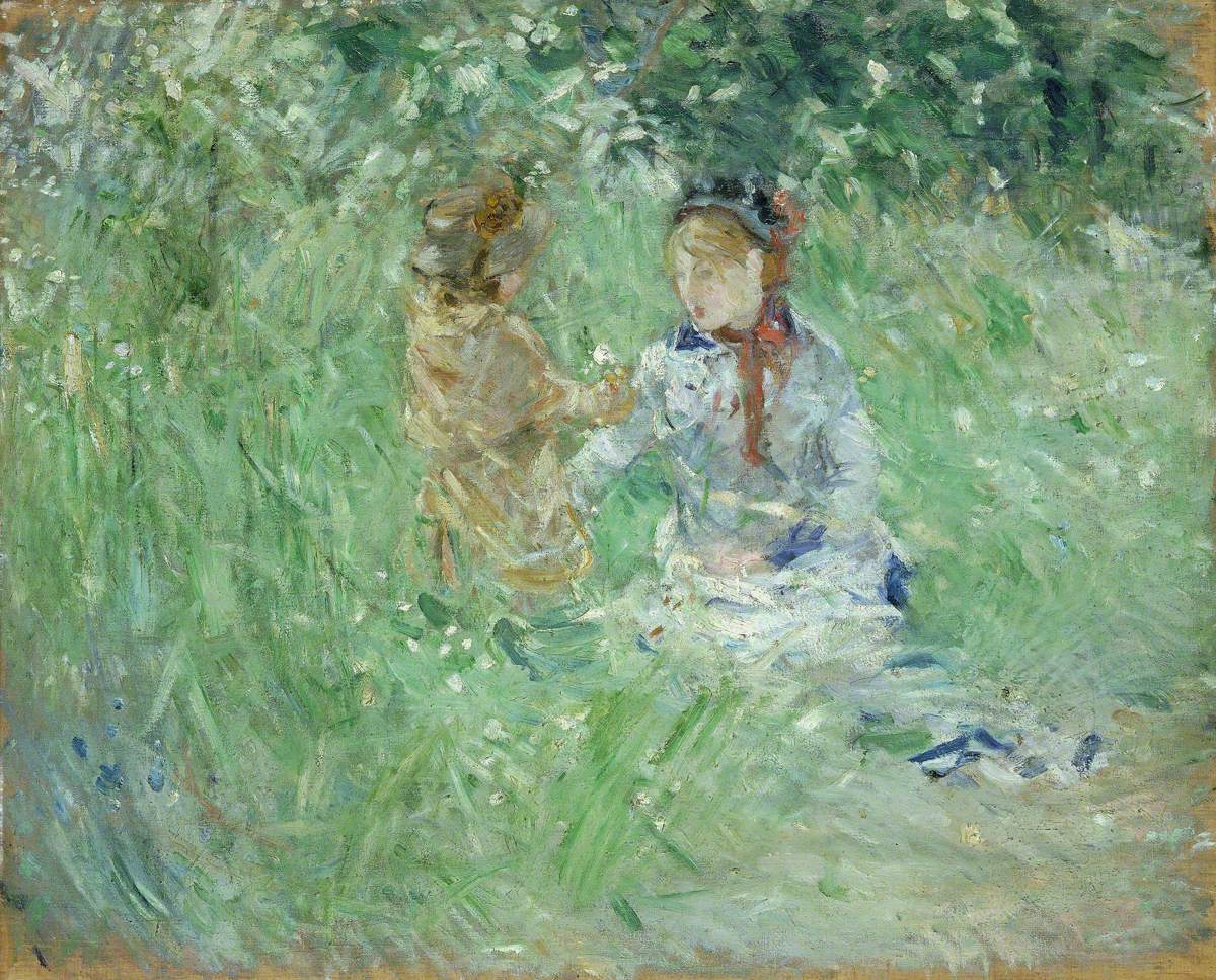 Woman and Child in a Meadow at Bougival | Art UK
