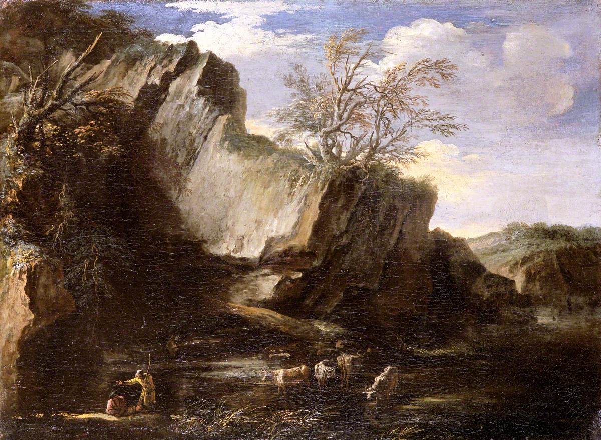 Rocky Landscape with Herdsmen and Cattle