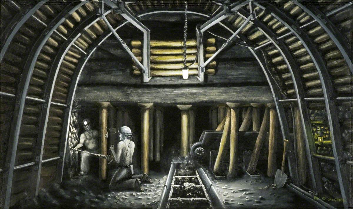 Miners Working in an Underground Tunnel Art UK