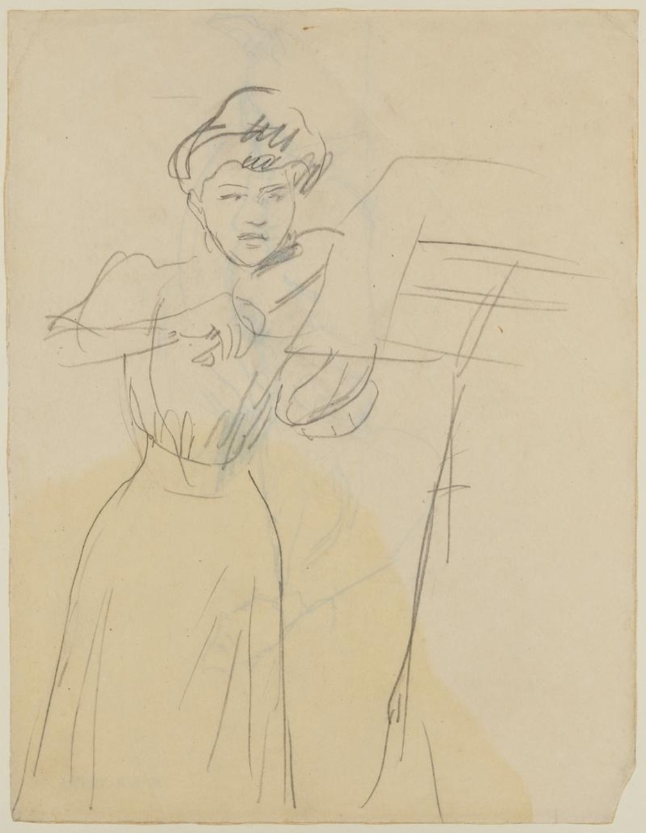 Woman standing playing violin