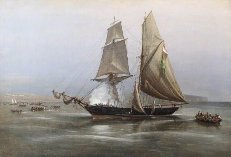 HM Brig 'Philomel’ Capturing the Slaver, ‘Condor’, off the Coast of West Africa, 1880 (Midshipman Commanding, Ralph P. Cator)