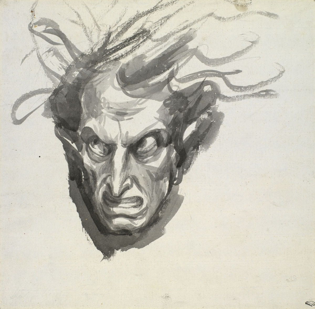 Study of a Head from ‘The Tempest’ (recto); Nude Study (verso)