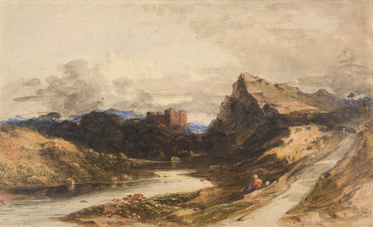 Hilly Landscape with Valley and Castle by a River