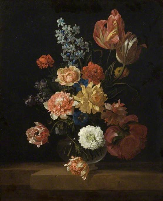 Flowers in a Glass Bowl