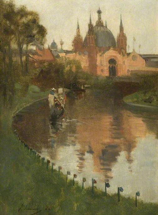 View from the Canal of the Industrial Hall, Kelvingrove, at the First International Exhibition Held in Glasgow