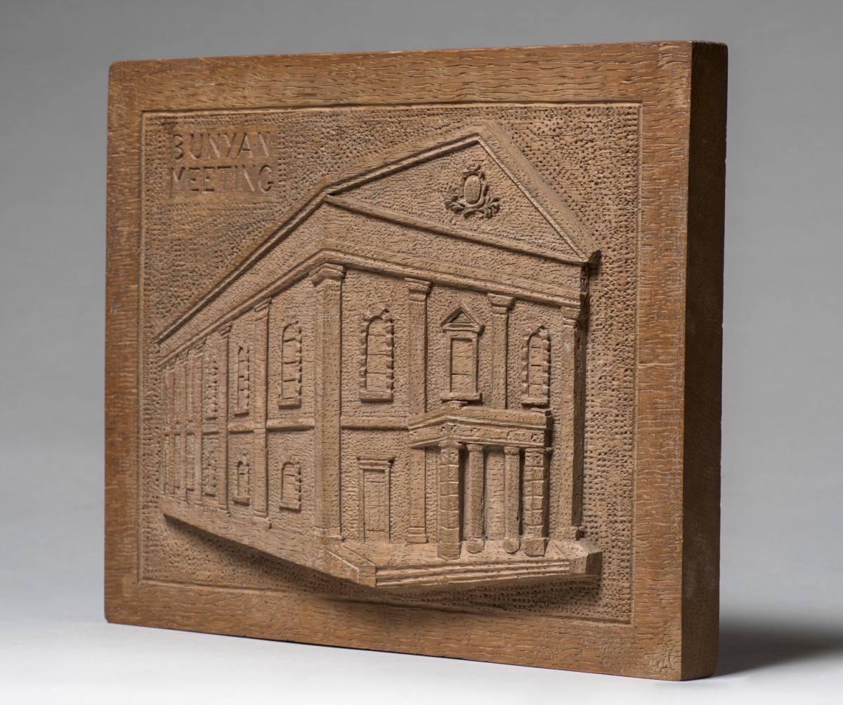 Carving of the 'Bunyan Meeting'