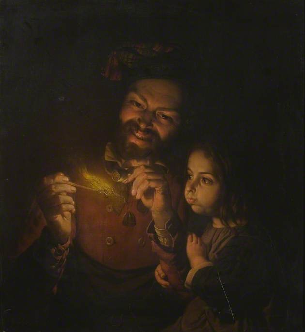 Pipe Smoker and a Little Girl
