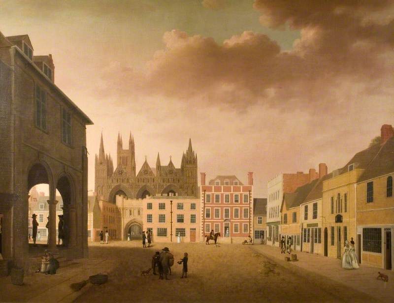 Peterborough Market Square Looking towards the Cathedral, Cambridgeshire