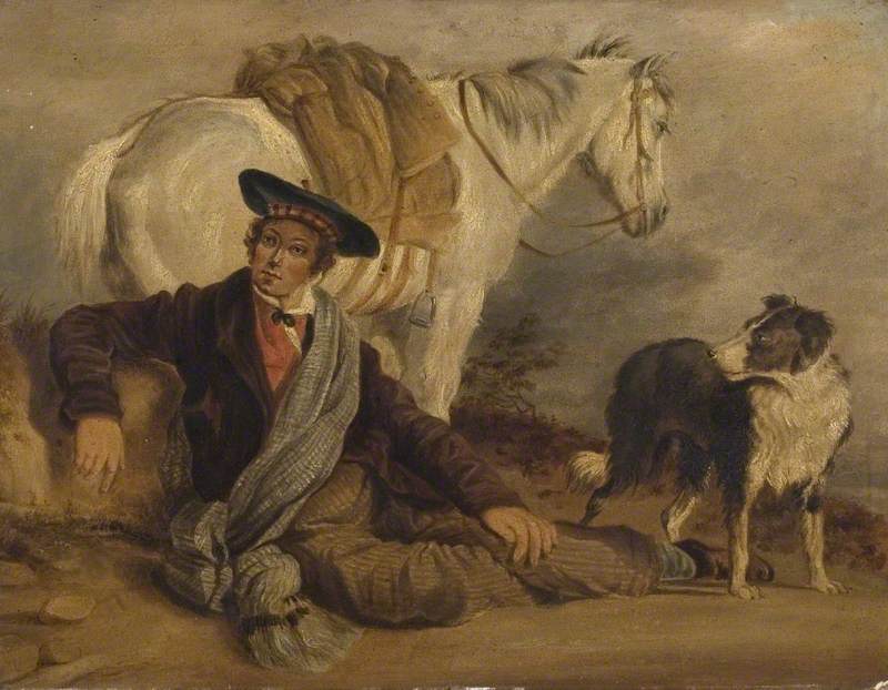 Man Reclining Accompanied by a Horse and a Dog*