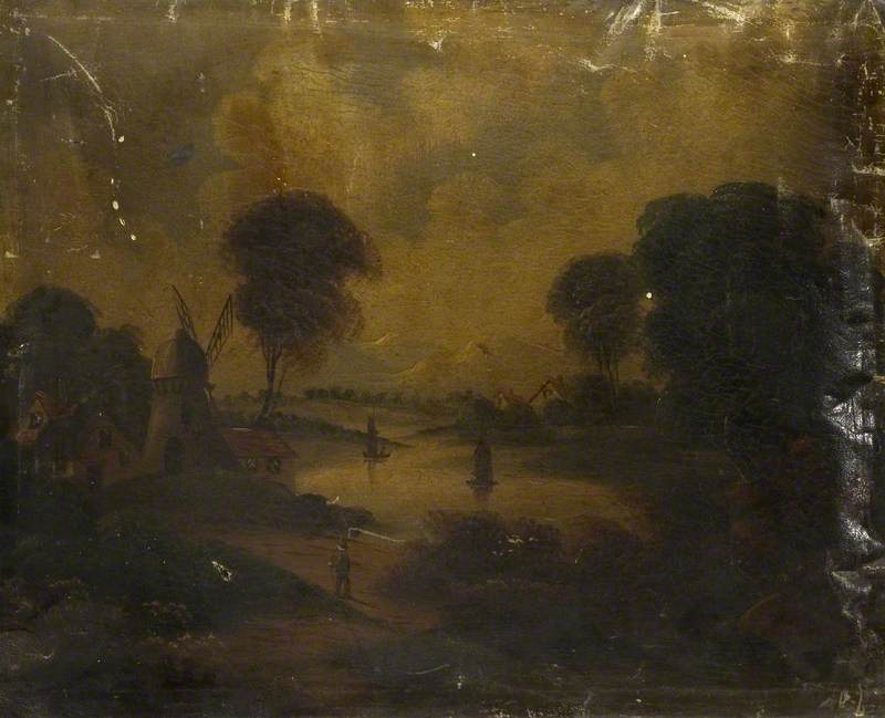 Landscape with a Windmill and Trees by a River*