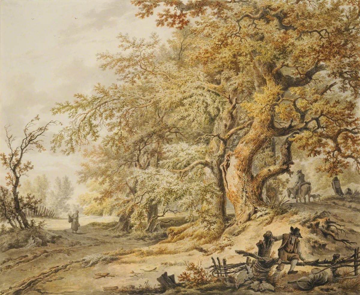 A Woodland Landscape with Three Travellers