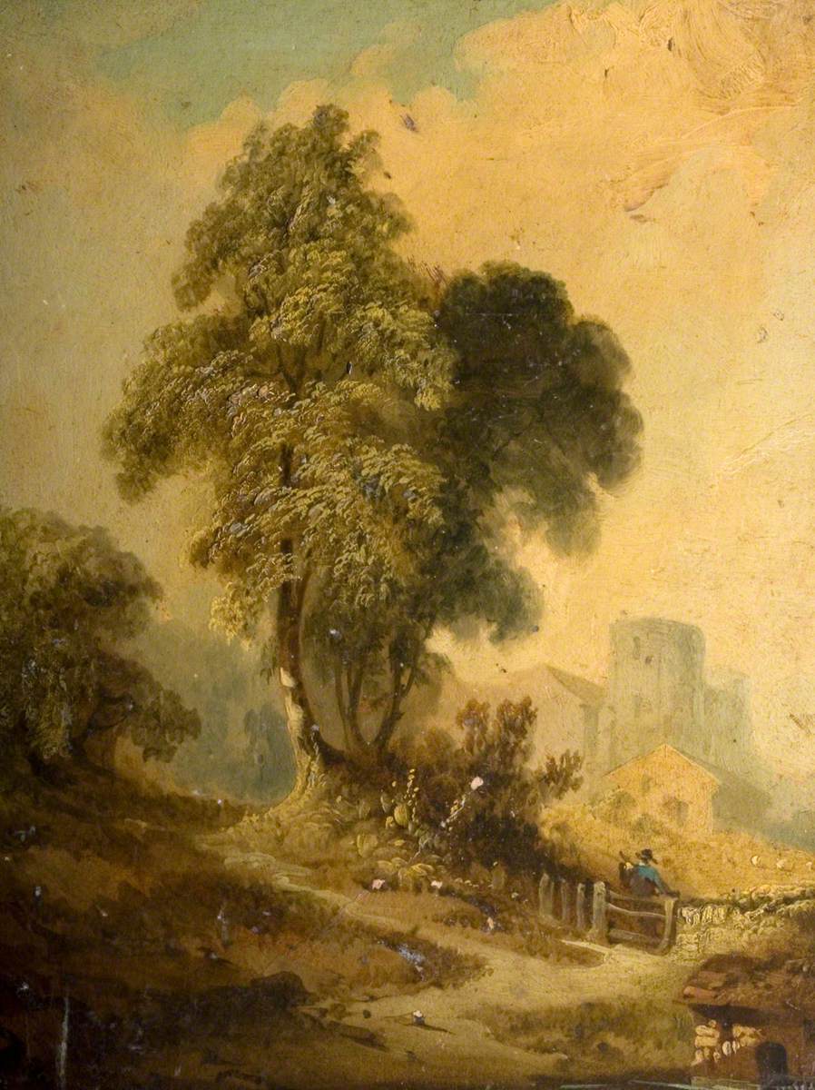 Rural Scene with Buildings and Trees