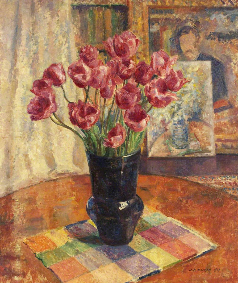 Tulips in a Blue Bowl
