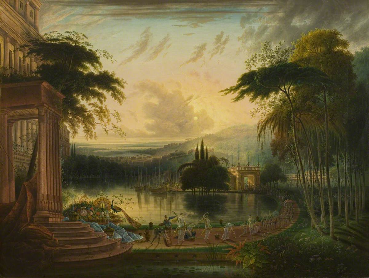 A Romantic Landscape with the Arrival of the Queen of Sheba