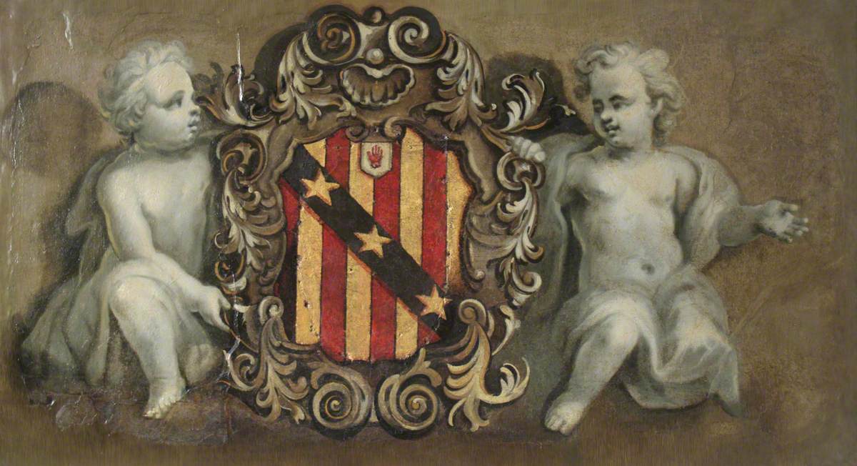 Two Putti Supporting a Cartouche with the Elton Arms