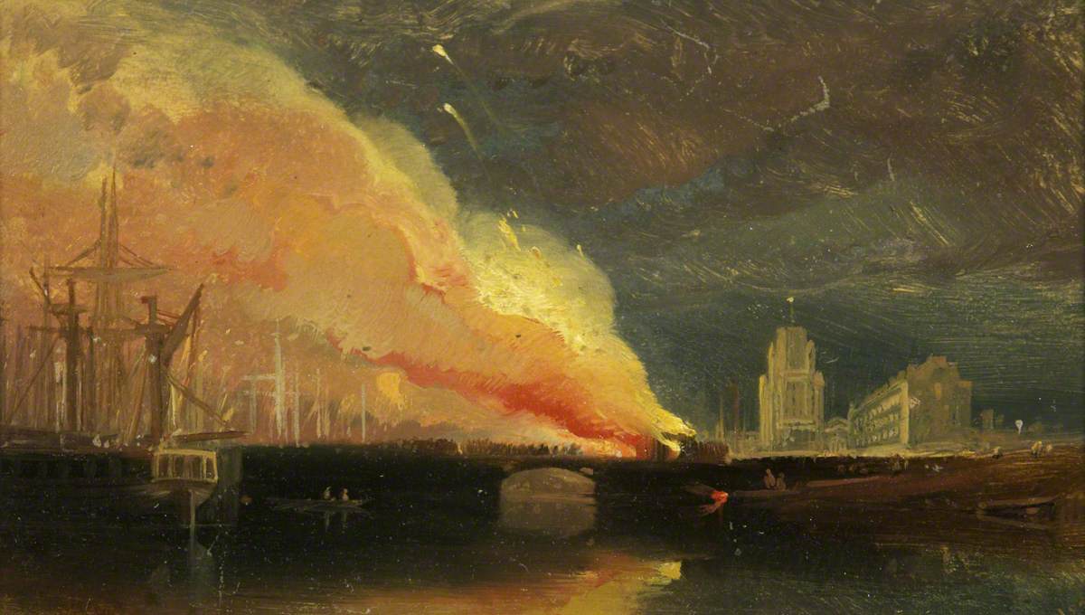 Bristol Riots: The Burning of the Toll Houses on Prince Street Bridge with St Mary Redcliffe