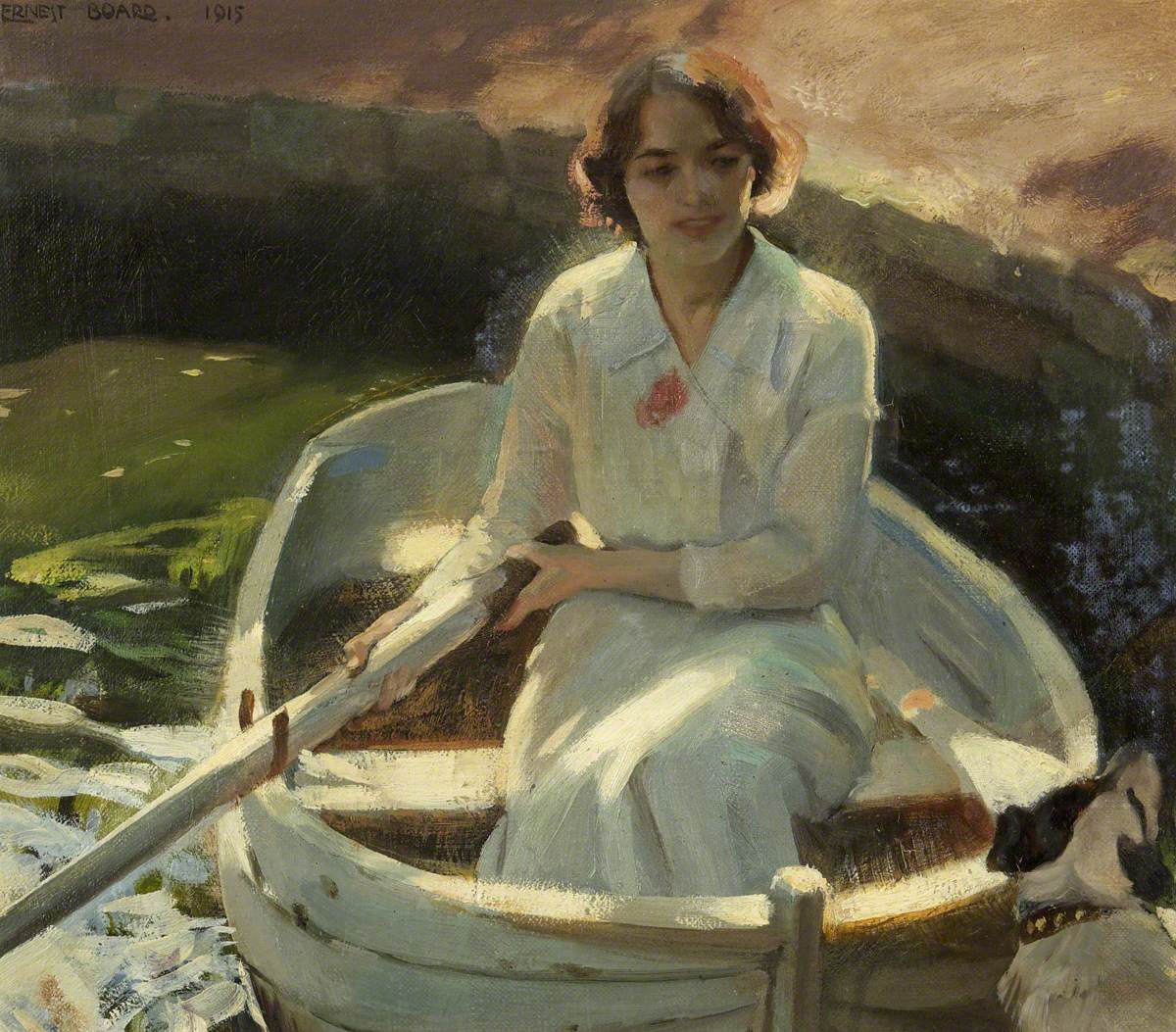 Study of a Young Girl in a Rowing Boat with a Dog