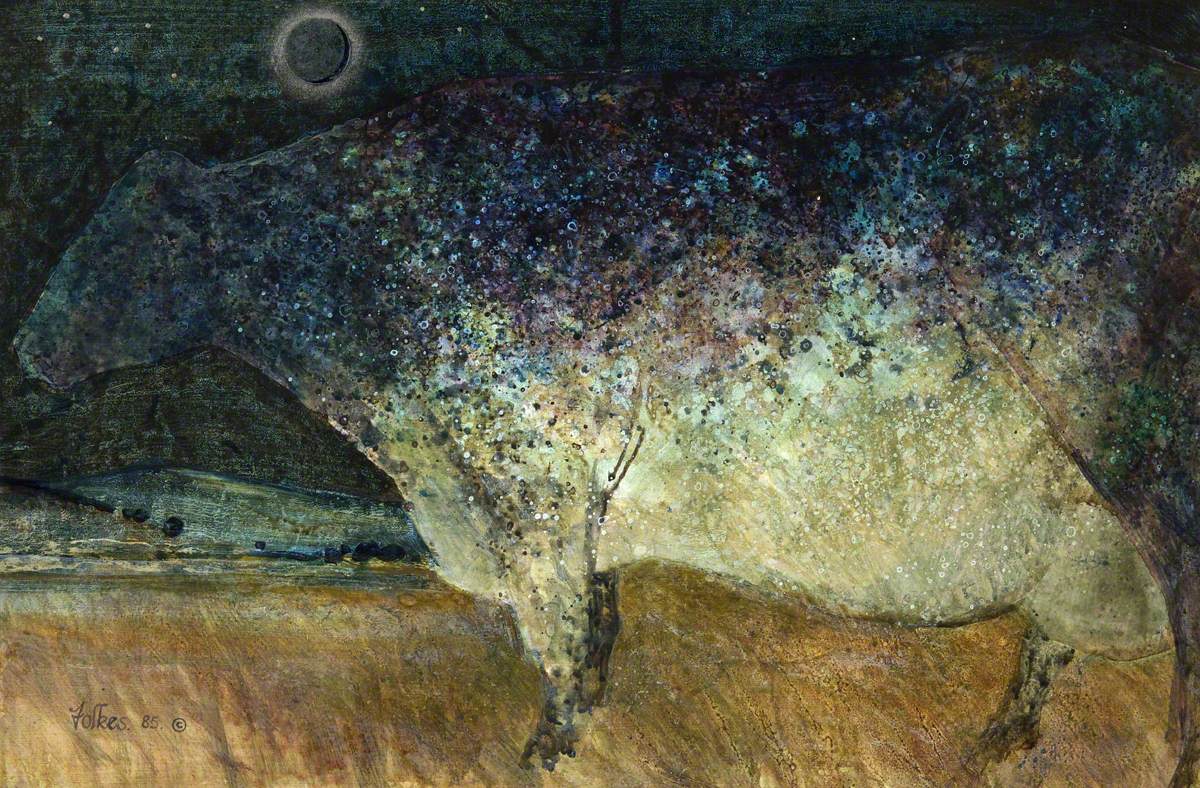 Cow Considering the Stars and Moon
