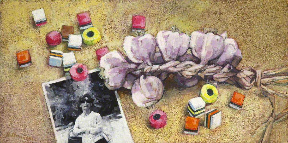 Still Life with Photograph, Allsorts and Garlic