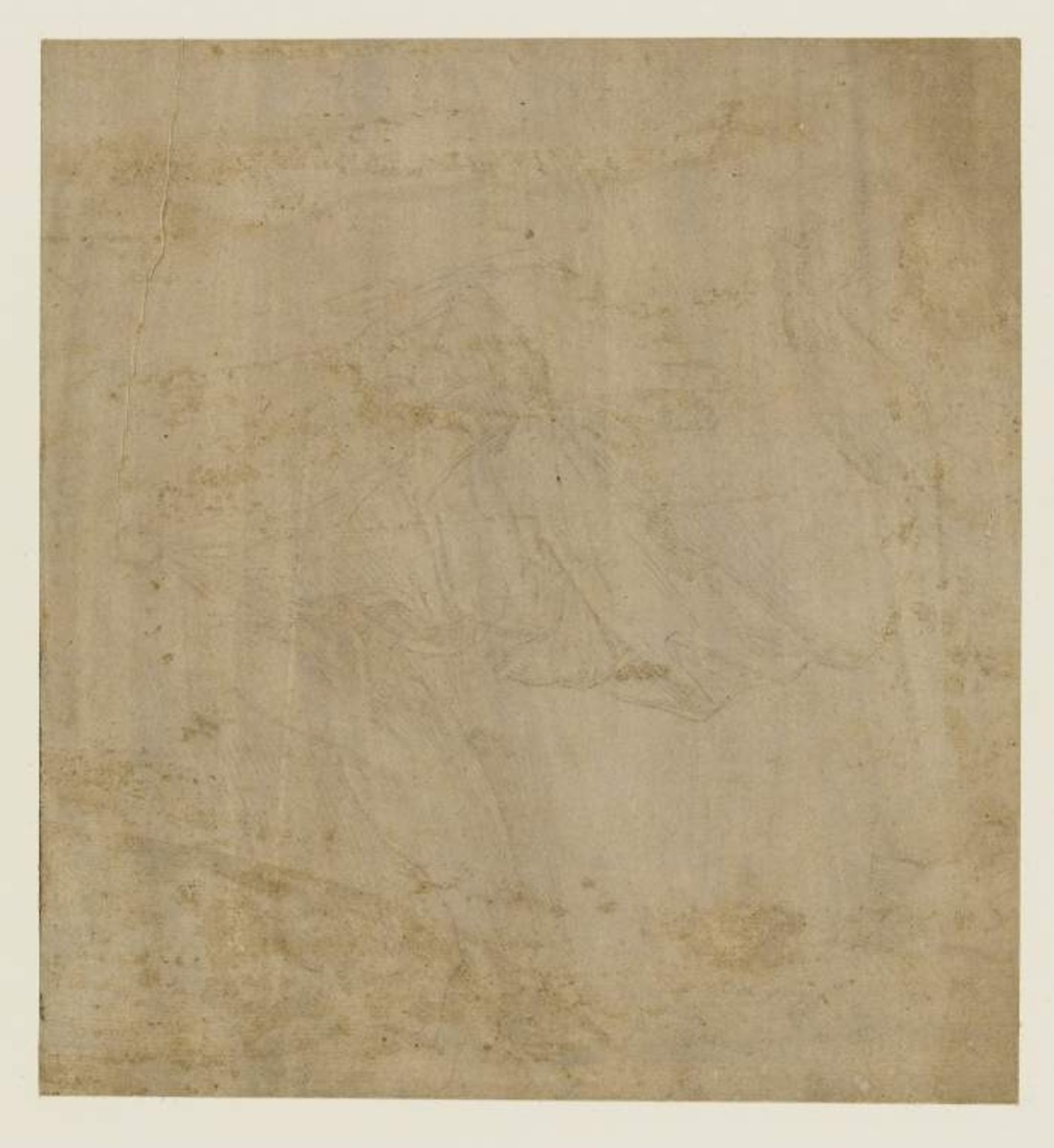 Sheet of studies: drapery with a bare arm and a separate study of a foot and drapery