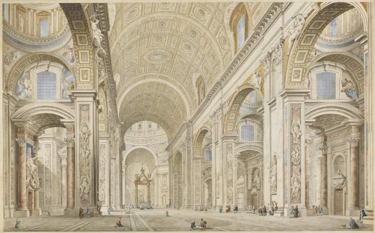 St Peter's Rome; a view of the nave looking towards the High-Altar