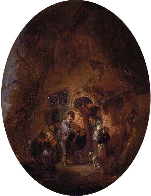Fiddler at the Door of a House