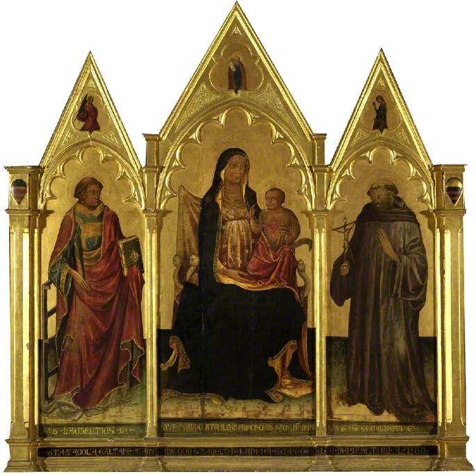 The Virgin and Child Enthroned, between Saint Lawrence (left) and Saint John Gualbert (right)