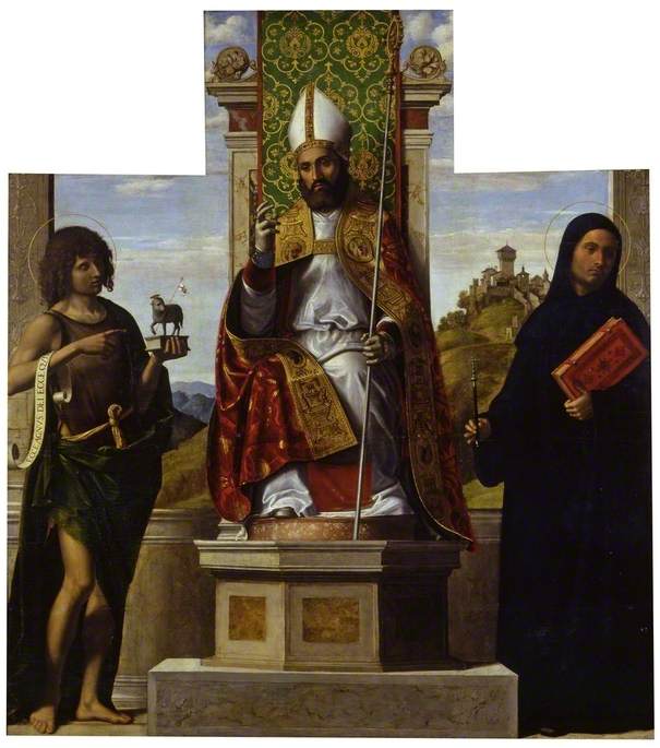 Saint Lanfranc Enthroned between Saint John the Baptist and Saint Liberius