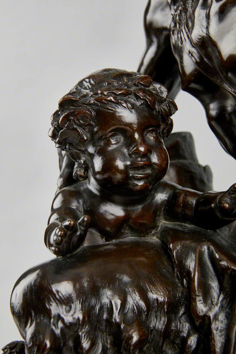 Satyr with Two Children, Holding a Tambourine Filled with Fruit