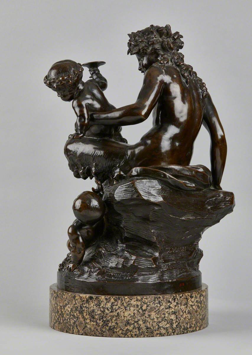 Satyress with Two Children; One Kneeling, One Standing