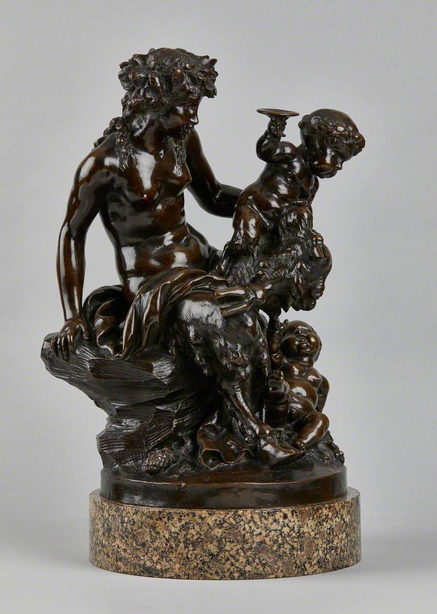 Satyress with Two Children; One Kneeling, One Standing