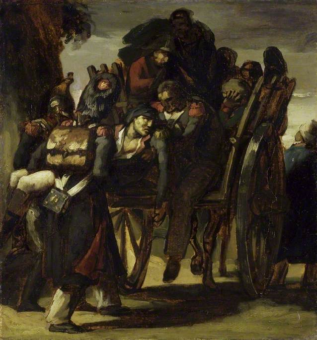 Wounded Soldiers in a Cart