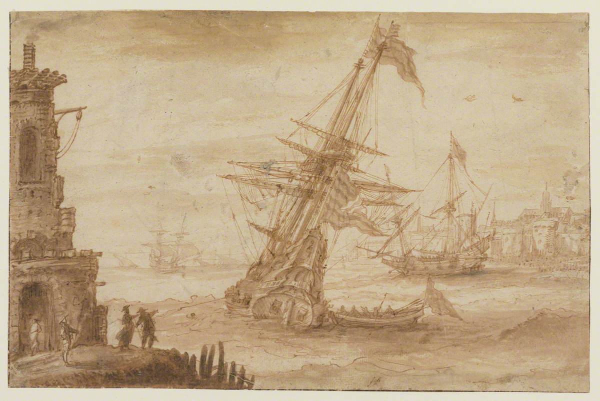 A Harbour Scene with Shipping