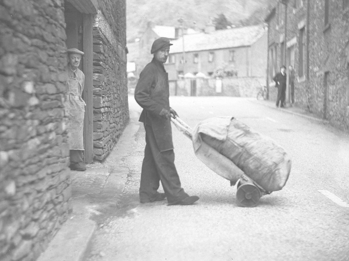 Boy Wheeling a Filled Sack at the Blue Works, Backbarrow